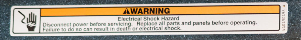 Appliance Repair Electrical Shock Hazard warning sticker